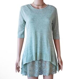 Simply Noelle Sage Green Lace Trim Tunic